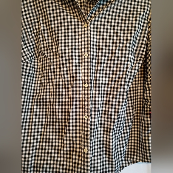 Lauren Ralph Lauren Black and White Plaid Shirt With Pink Details Size 1x - Picture 6 of 9